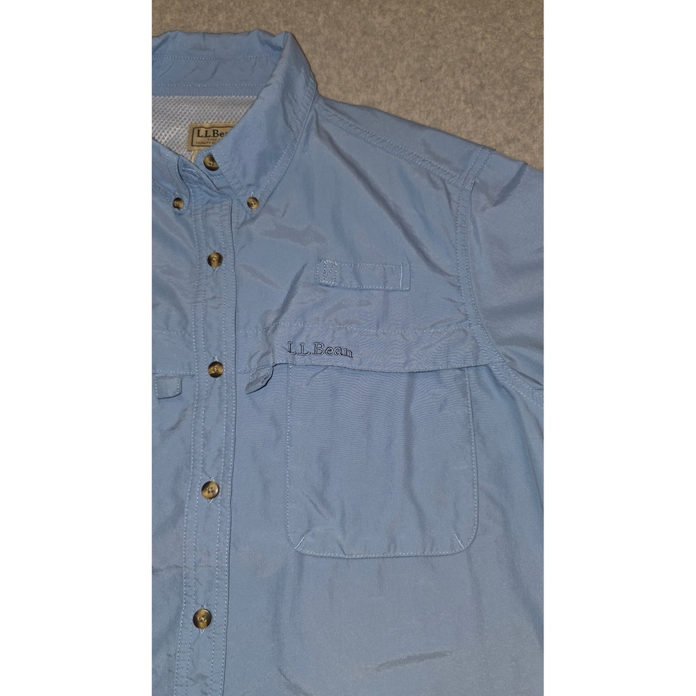 LL Bean Womens Fishing Shirt Long Sleeve Button Up Blue Size M Outdoor - Picture 9 of 9